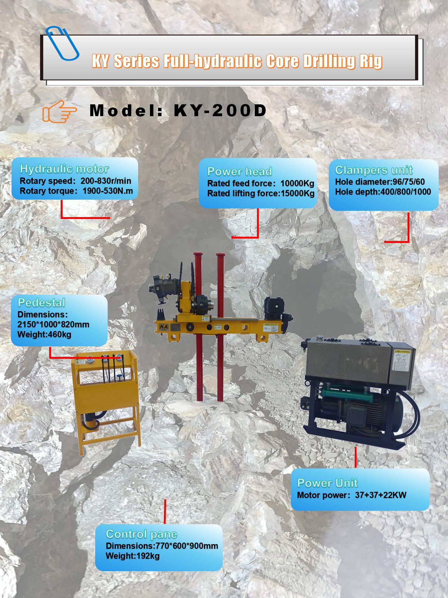 Equipo de perforación subterránea completamente hidráulico KY-200