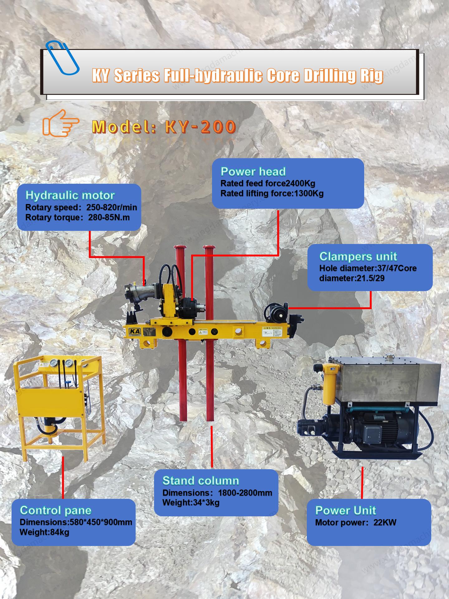 Equipo de perforación subterránea completamente hidráulico KY-200