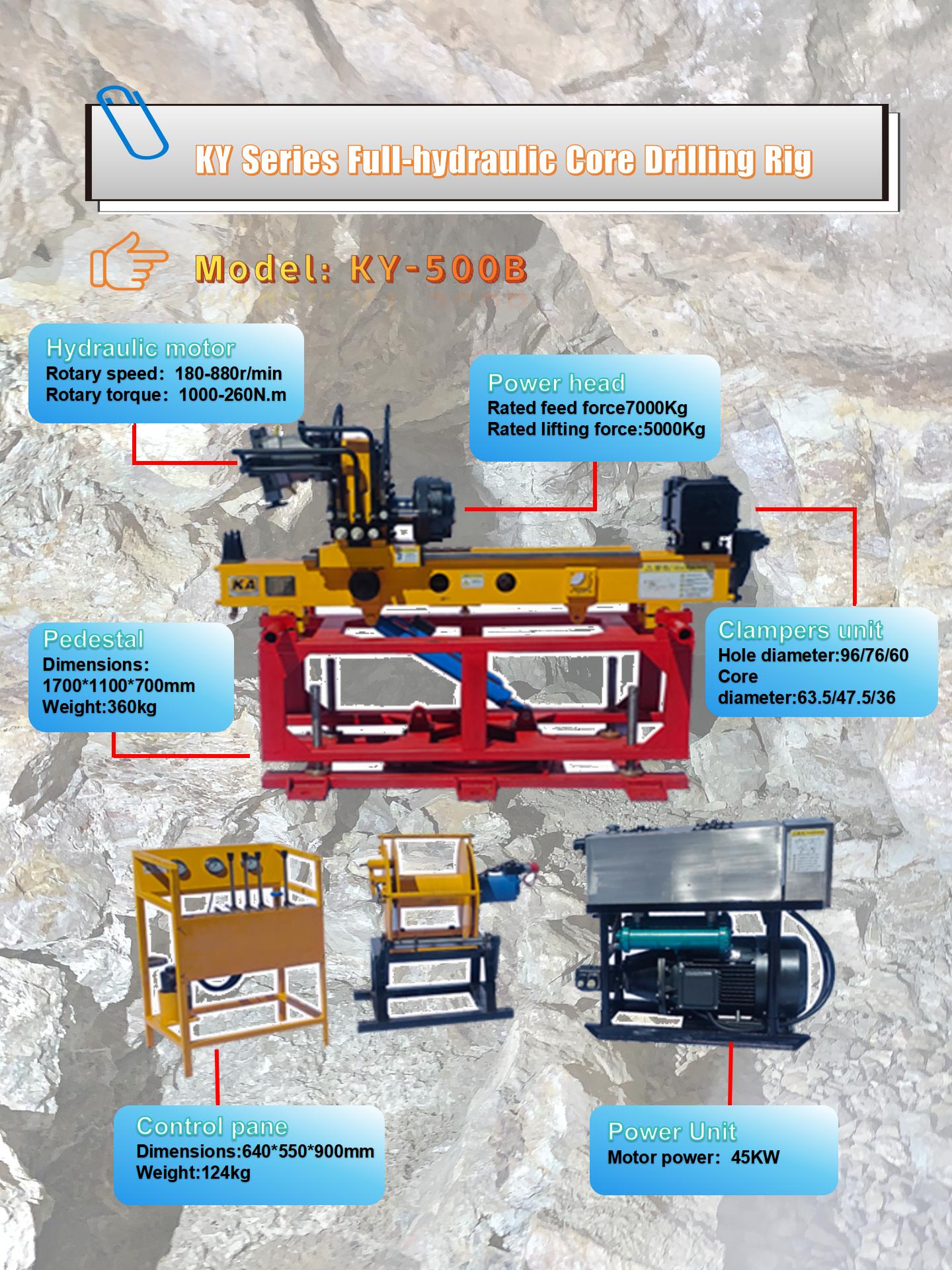 Equipo de perforación subterránea completamente hidráulico KY-500B