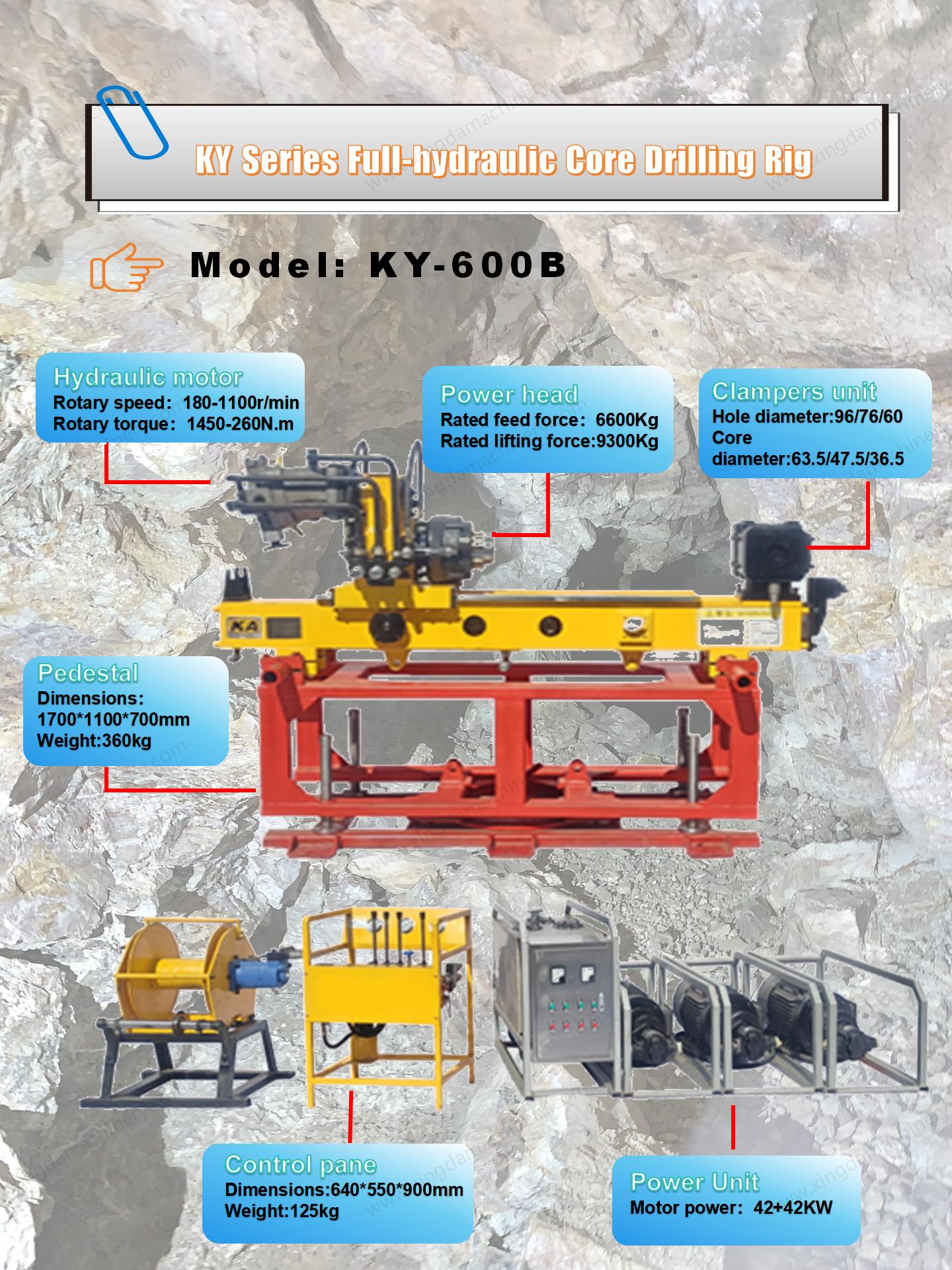 Equipo de perforación subterránea completamente hidráulico KY-600B