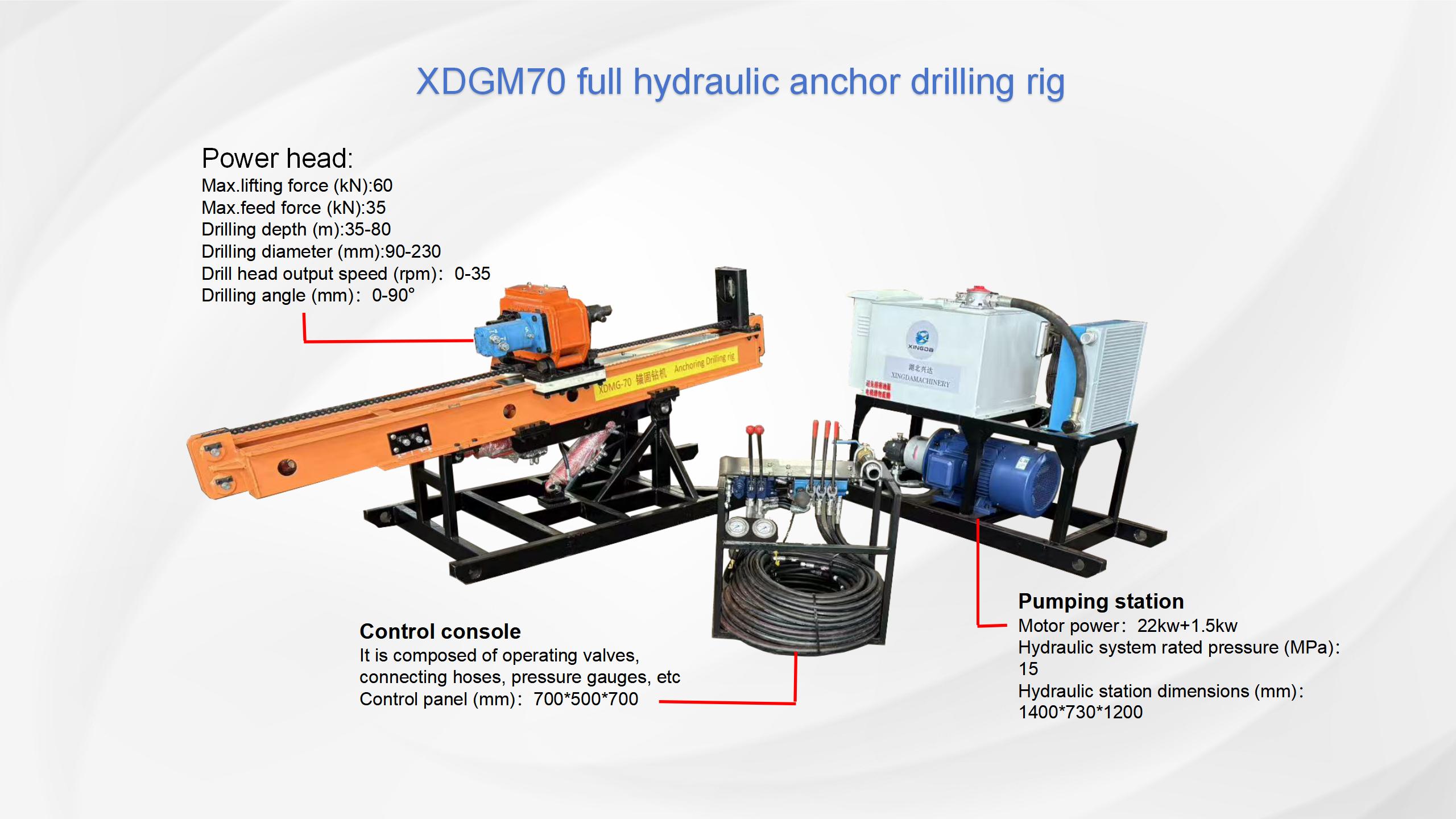 Equipo de perforación de ingeniería de anclaje XDGM-70